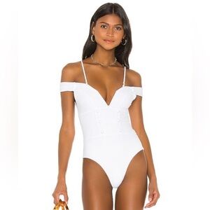 Revolve LPA Toto One Piece Swimsuit in White Sz XXS